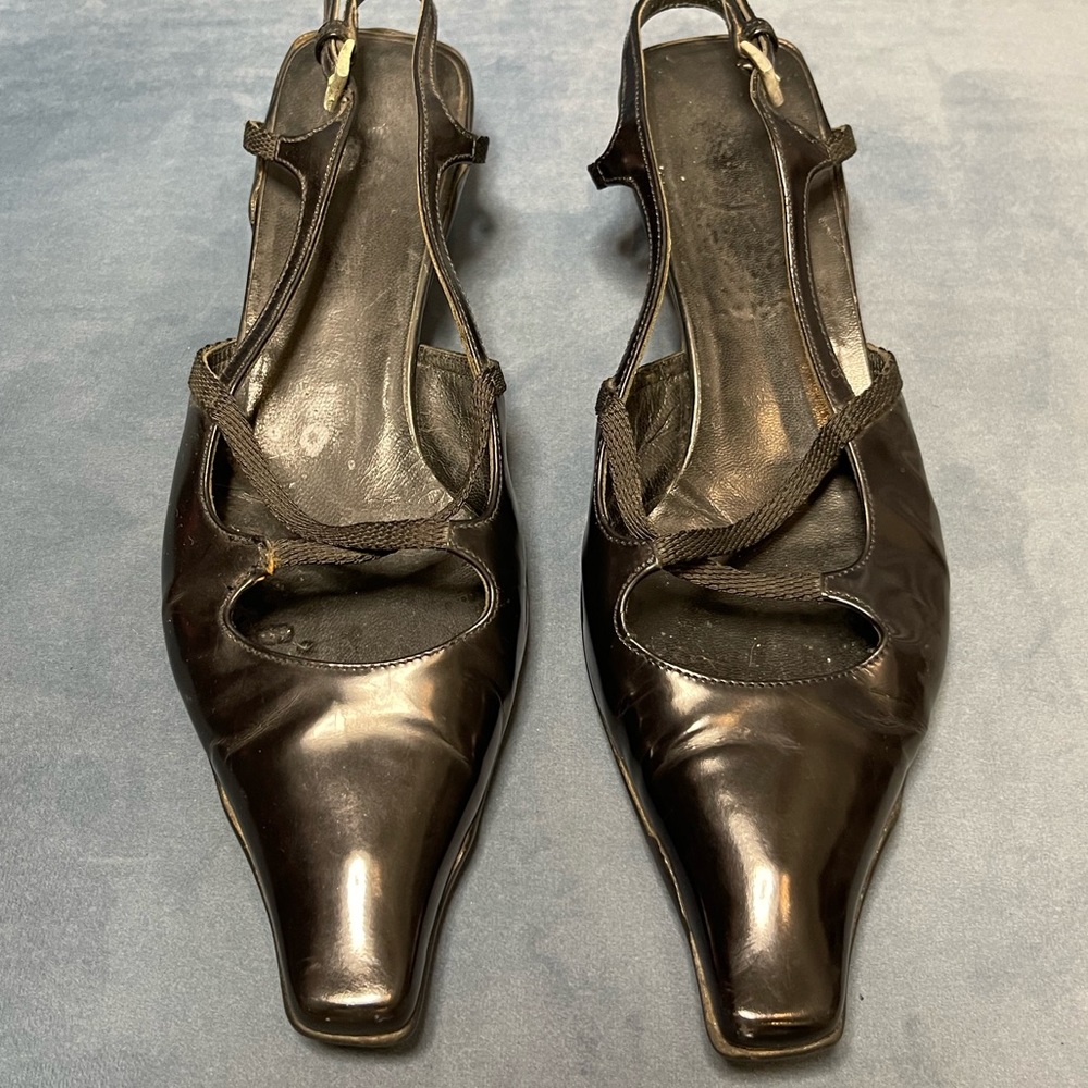 Prada Black Patent Leather Kitten Heels